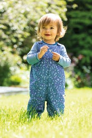 Frugi Meadow Reversible Dungaree, chambray Floral