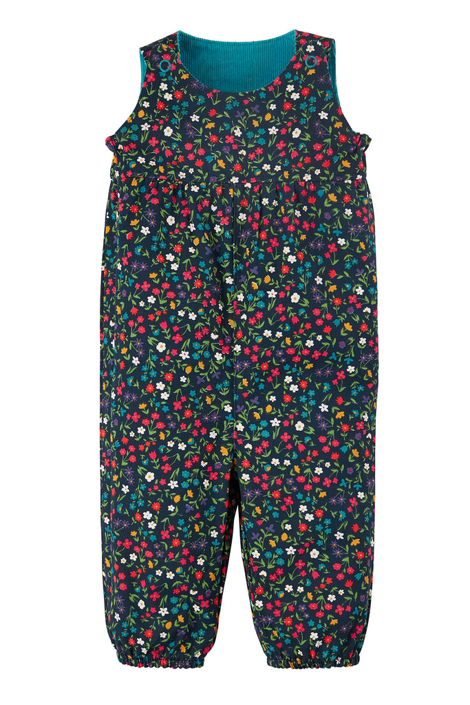 Frugi Lara Reversible Dungarees Camper Indigo Garden Life