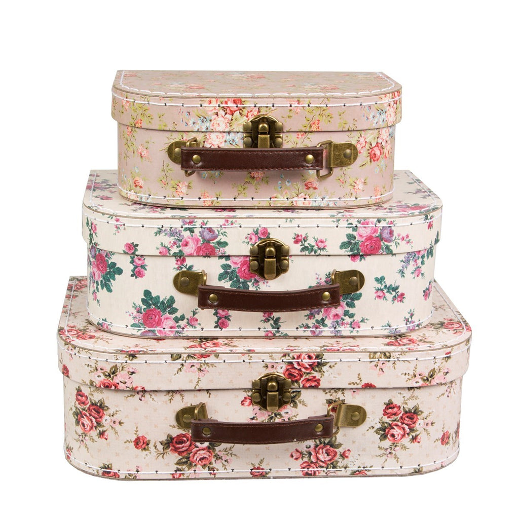 Sass & Belle Vintage Rose Suitcases - Set of 3