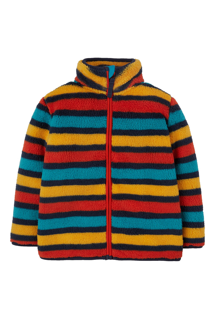 Frugi Toasty Ted Fleece Jacket Camper Rainbow Stripe