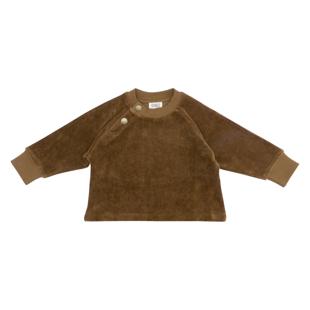 Kidwild Organic Velour Baby Sweater Toffee