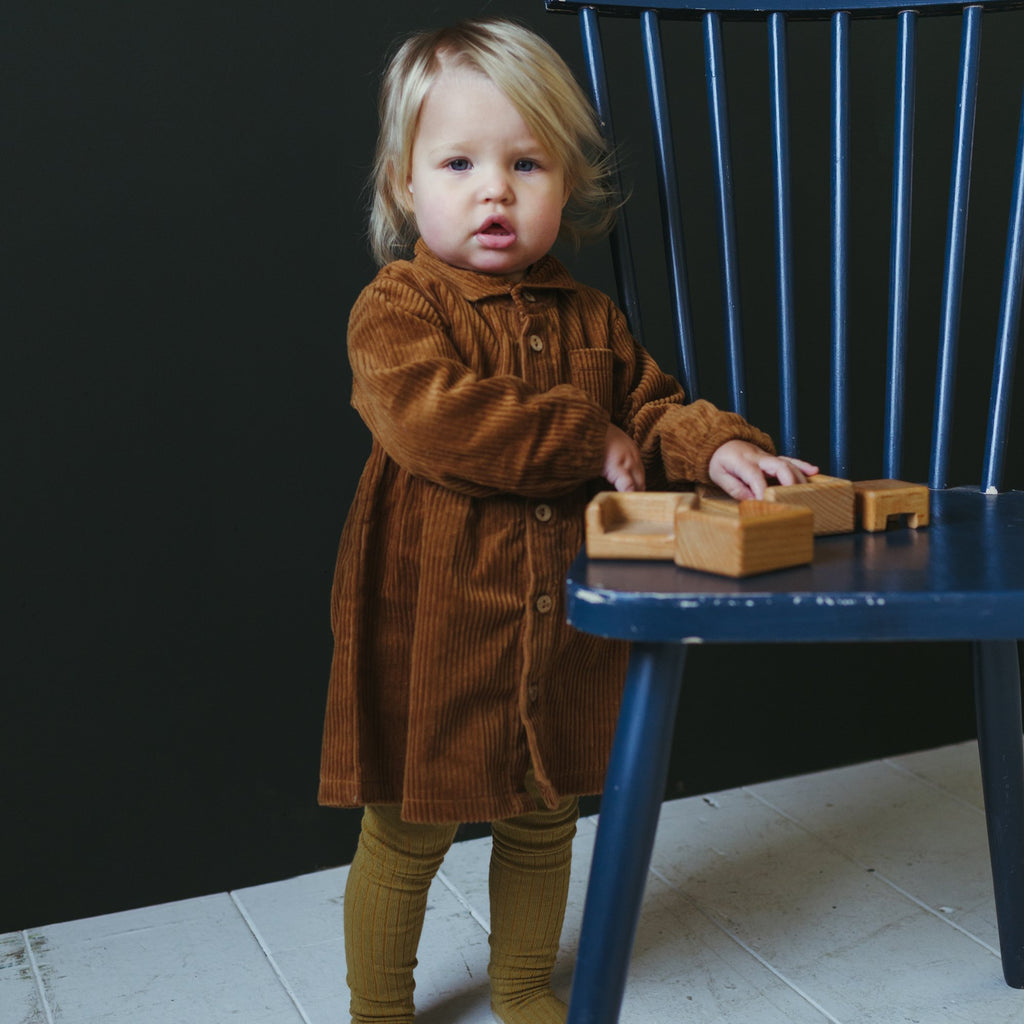 Kidwild Organic Shirt  Cord Dress Toffee