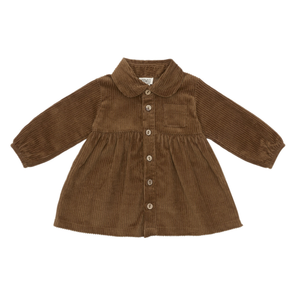 Kidwild Organic Shirt  Cord Dress Toffee