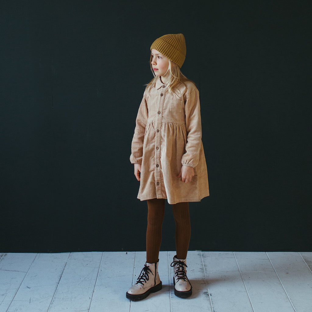 Kidwild Organic Shirt Cord Dress Almond