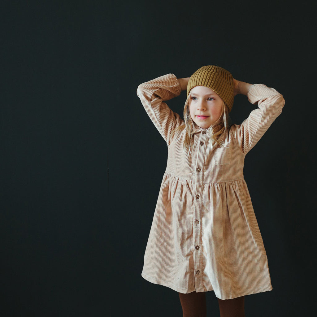 Kidwild Organic Shirt Cord Dress Almond