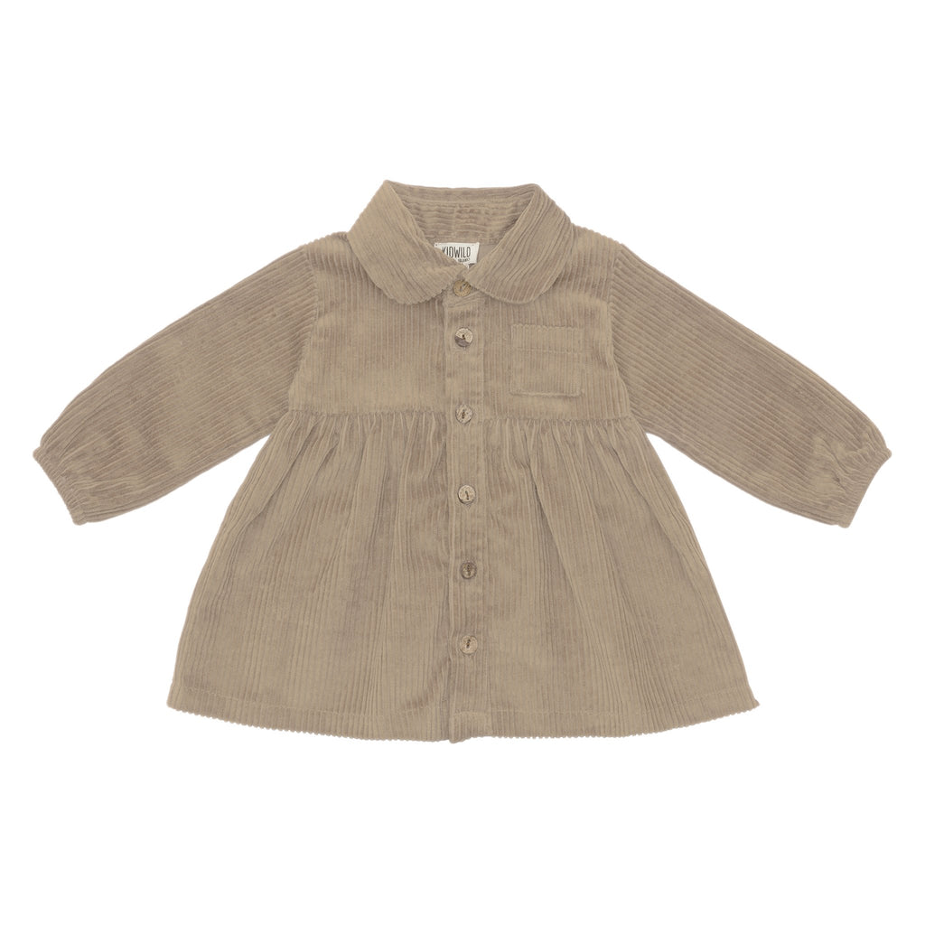 Kidwild Organic Shirt Cord Dress Almond