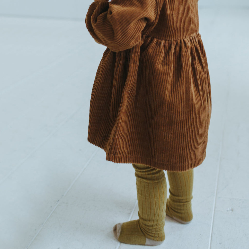 Kidwild Organic Rib Knit Tights Bronze