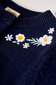 Frugi Ella Embroidered Cardigan Indigo/Floral