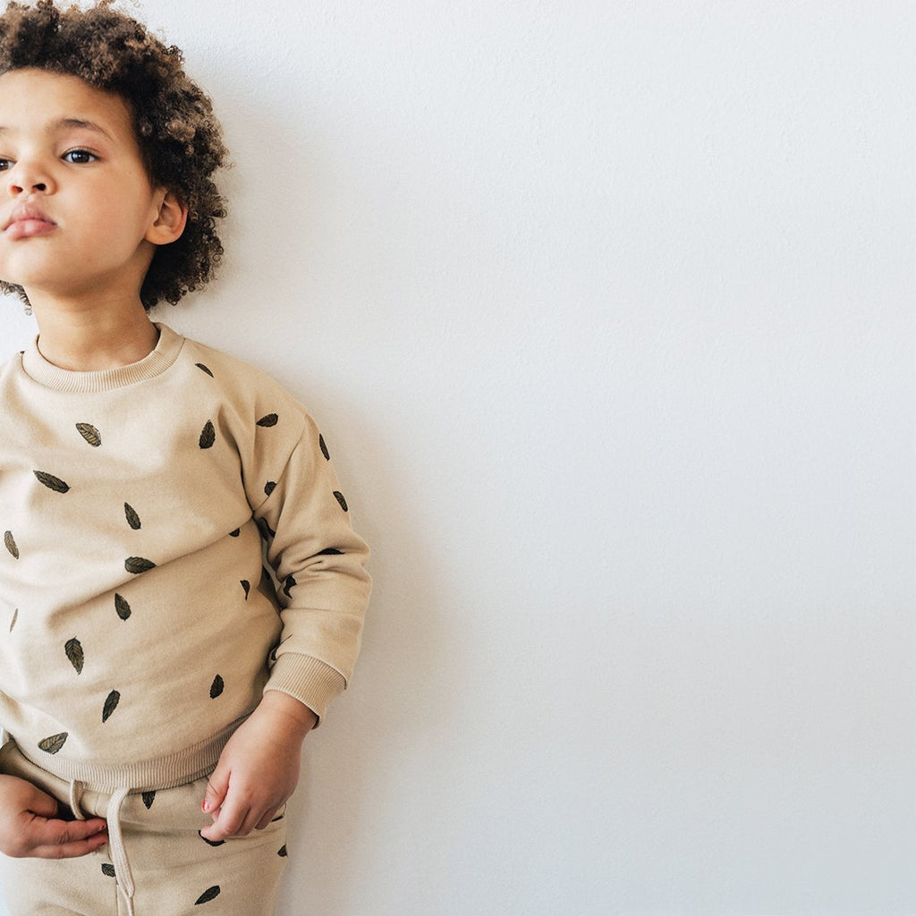 KidWild Sweatshirt Leaves AOP Oat