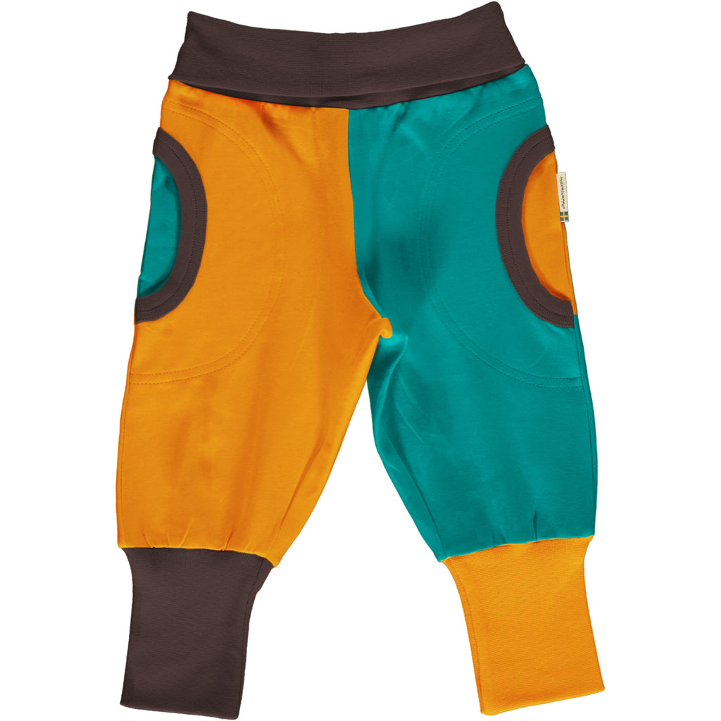 Maxomorra Rib pants block lagoon