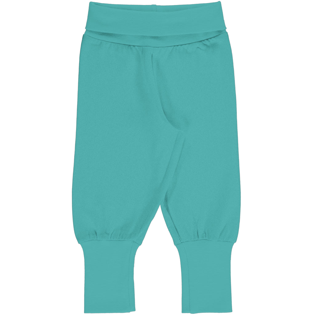 Maxomorra Pants Rib Solid Aqua