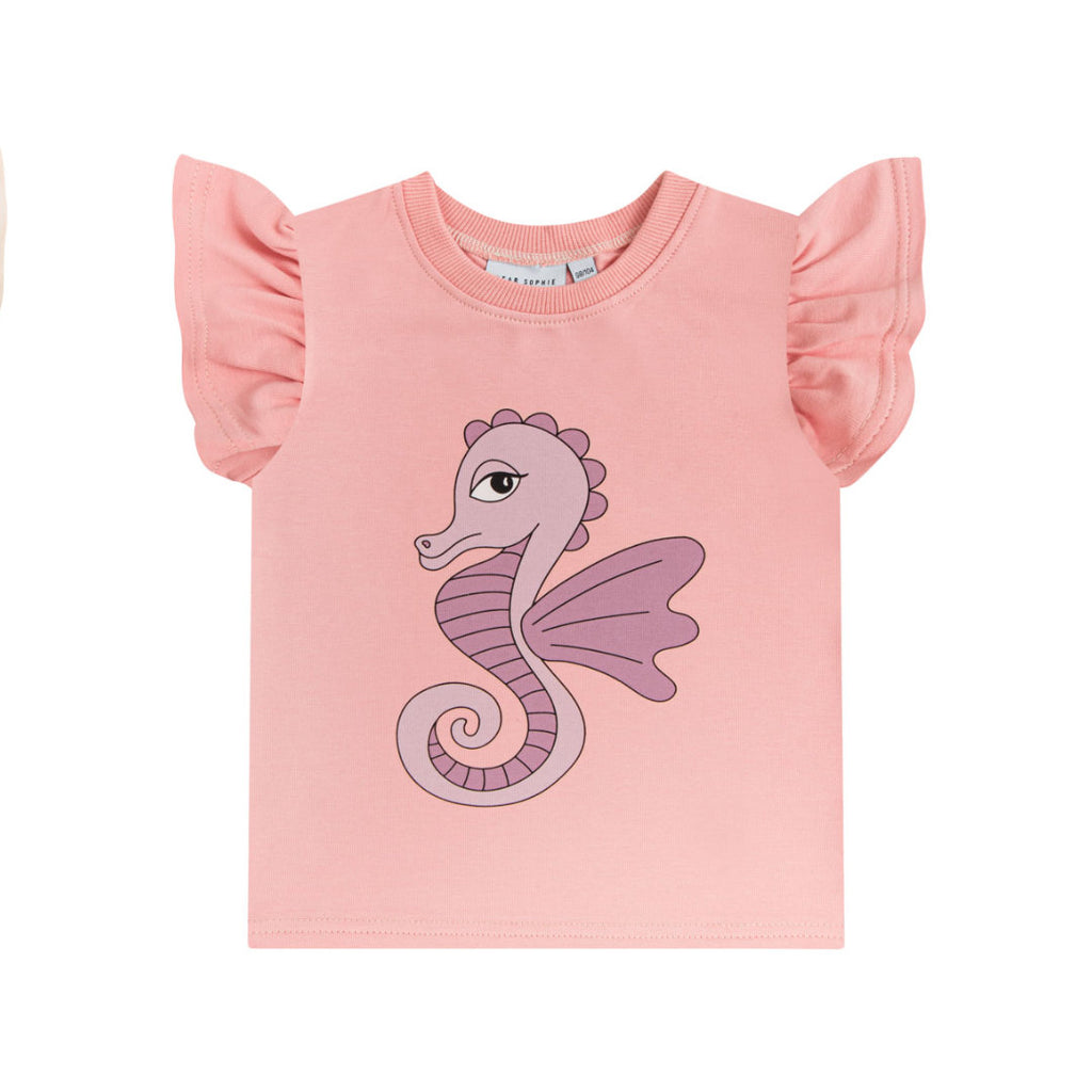 Dear Sophie Frilled Tank Seahorse Baby Pink