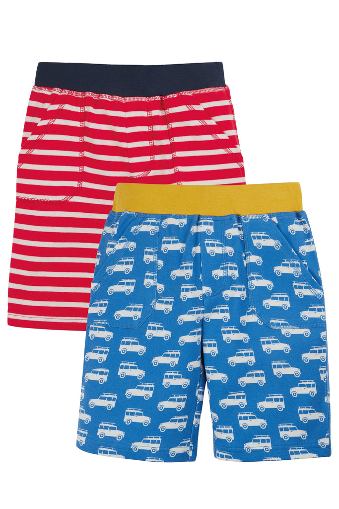 Frugi Ellis Shorts 2 Pack Cornish Rides/Red Stripe