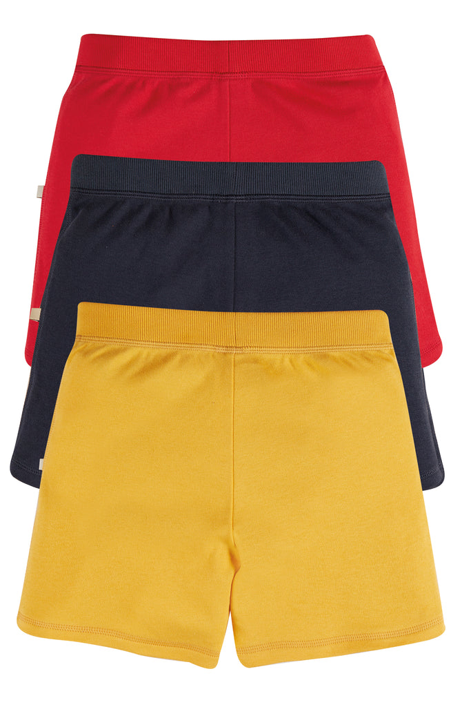 Frugi Falmouth Shorts 3 Pack Indigo Bumblebee Red