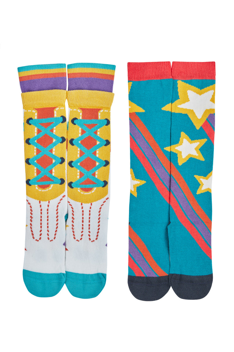Frugi Hygge High Knee Socks 2 pack Shoe Shooting Stars – Pixie & Linus