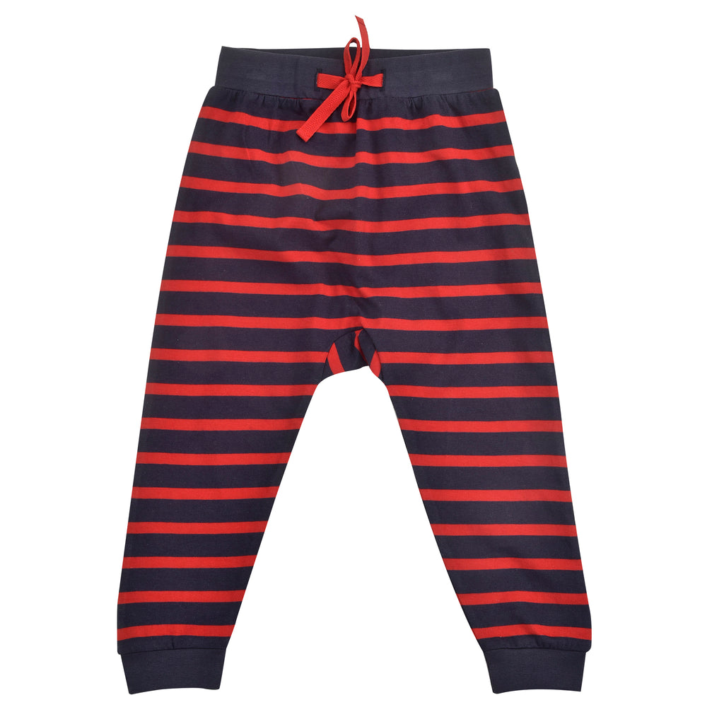 Breton Stripe Joggers, navy/red
