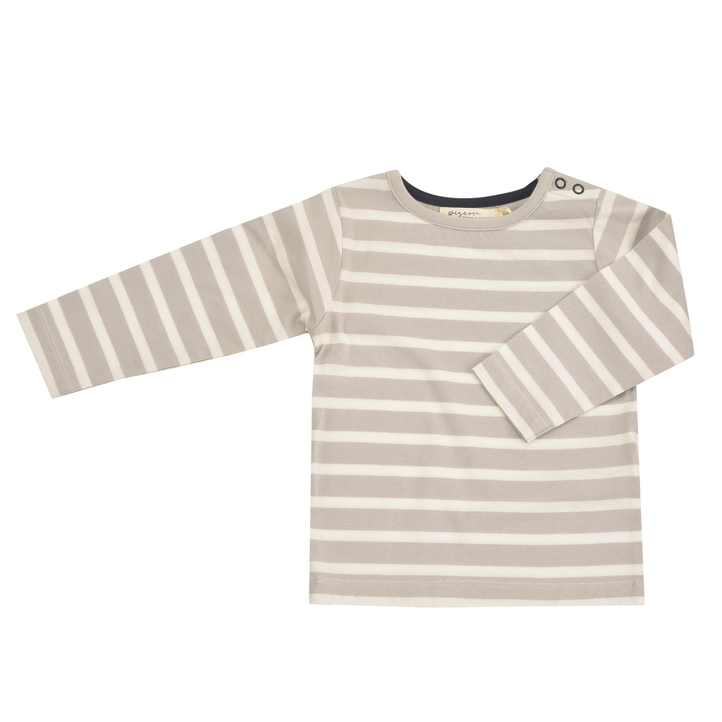 Pigeon Organics Long sleeve T-shirt (Breton stripe) pebble/white