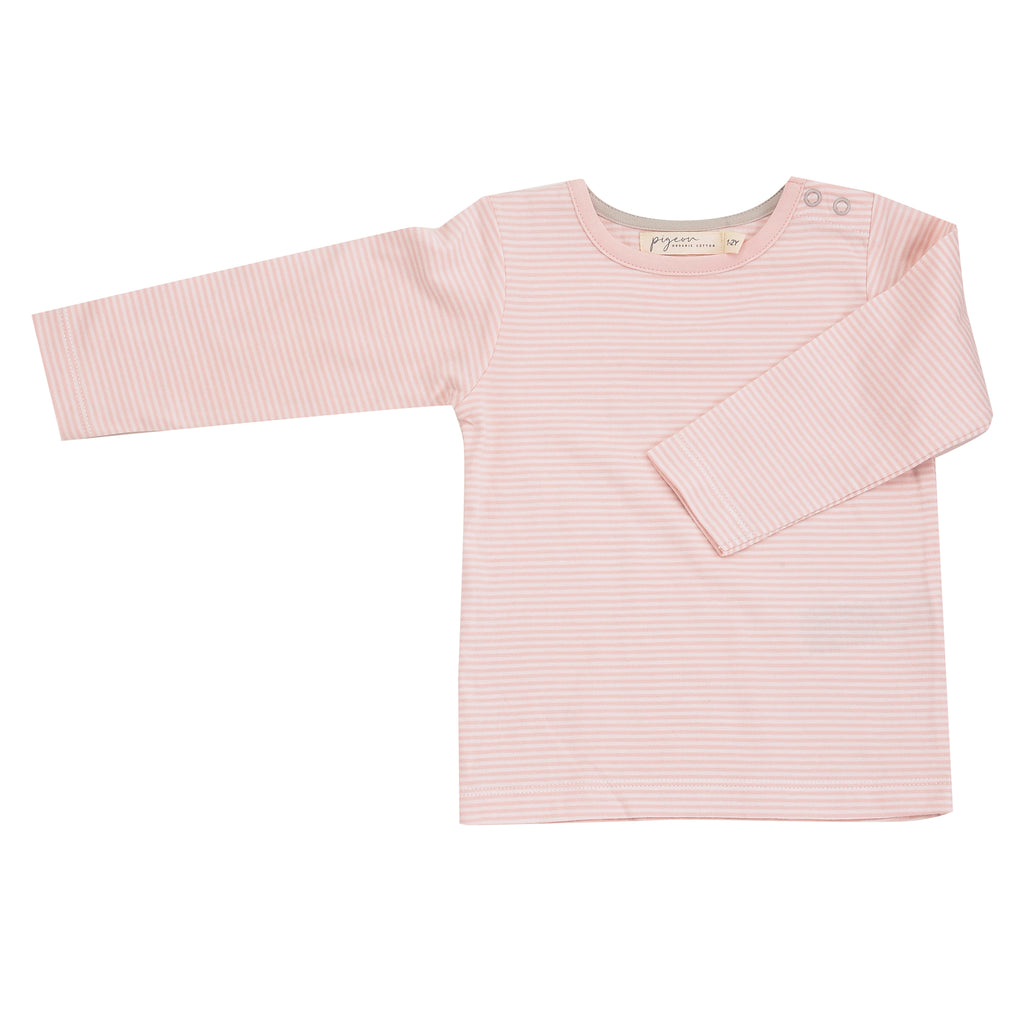 Long sleeve T-shirt (fine stripe) pink