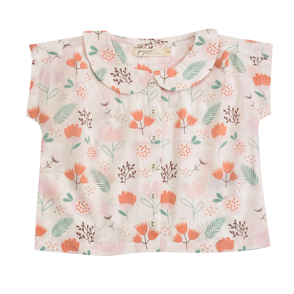 Peter pan collar blouse (AOP) flowers- pink