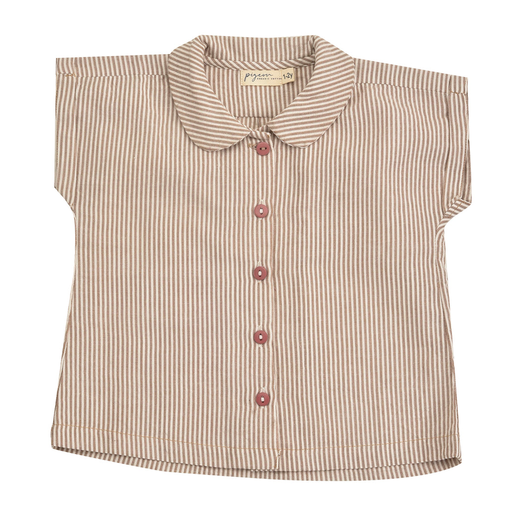 Peter pan collar blouse (seersucker) taupe