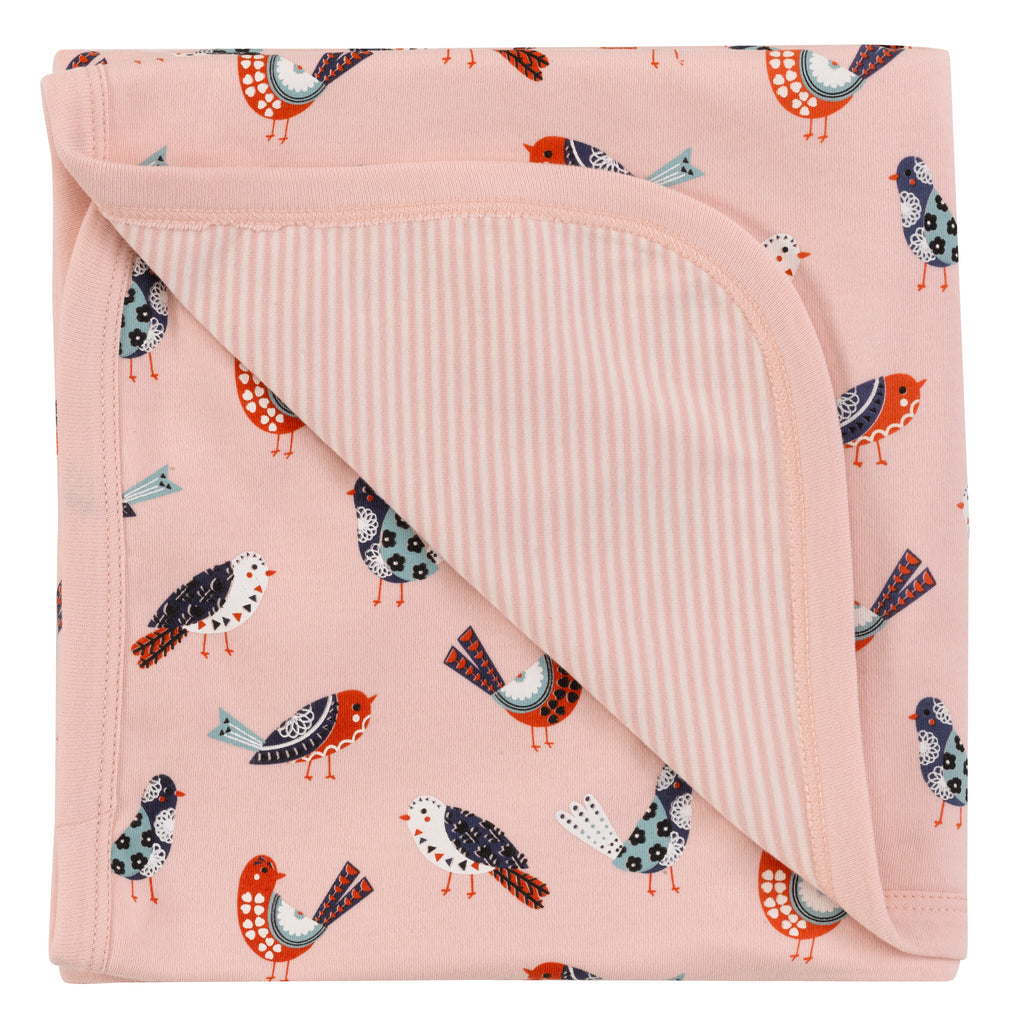 Pigeon Organics Blanket Birds Pink
