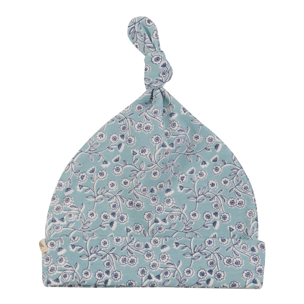 Pigeon Organics Knotted Hat (AOP)  Blossom Turquoise