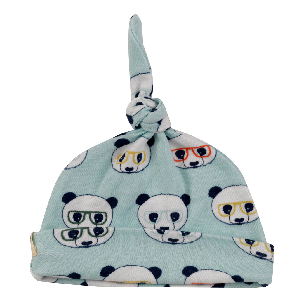 Pigeon Organics Knotted Hat (AOP)  Panda Turquoise