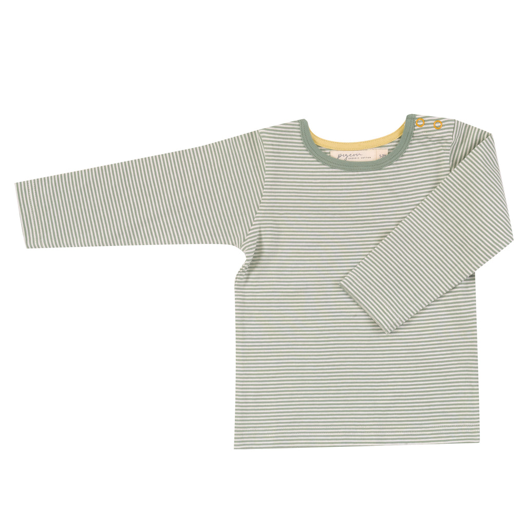 Pigeon Organics Long sleeve T-shirt (fine stripe) Green