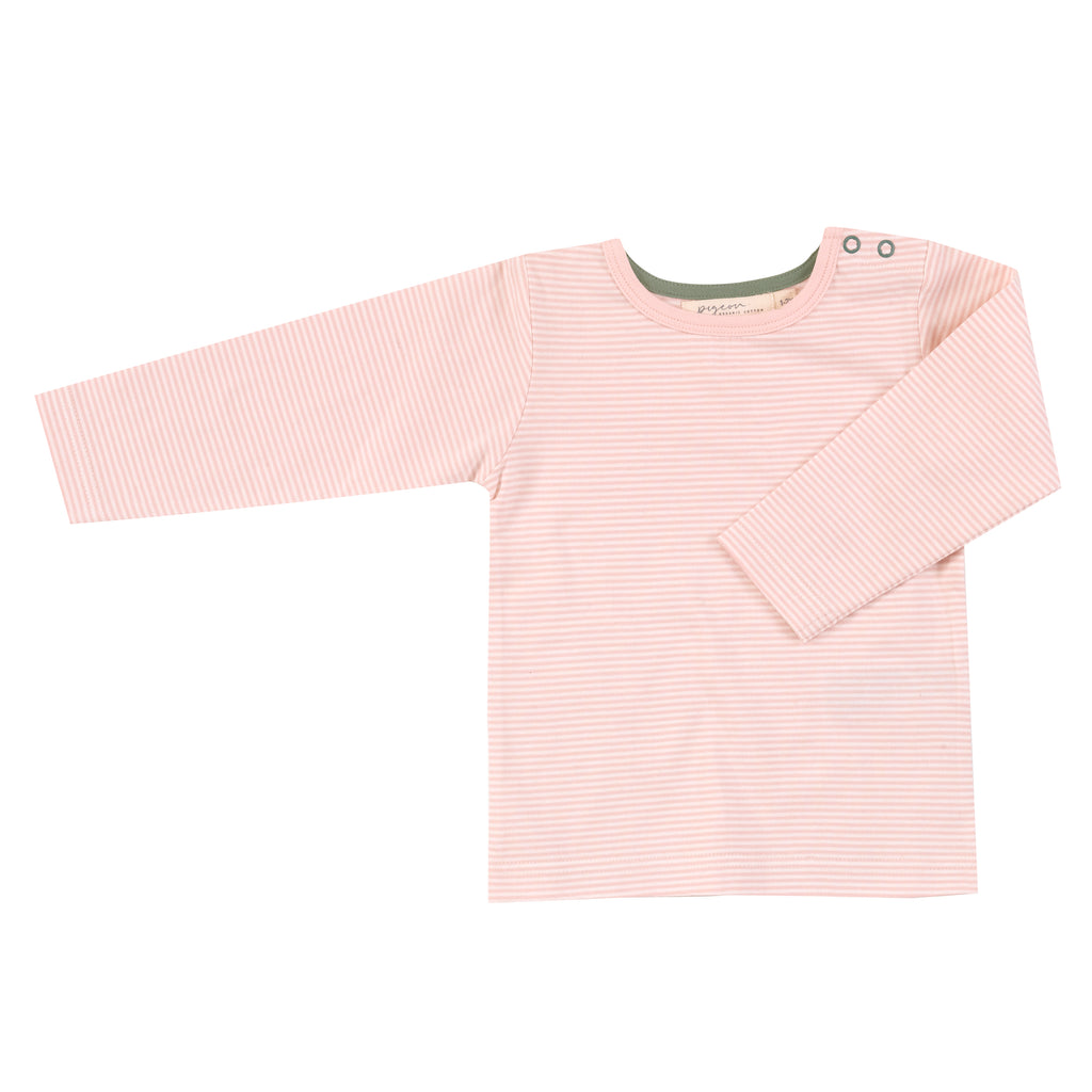 Pigeon Organics Long sleeve T-shirt (fine stripe) pink