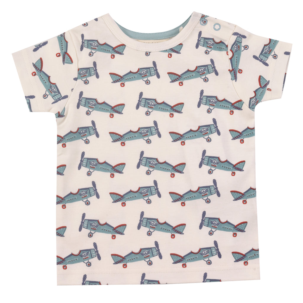 Pigeon Organic  SS T shirt AOP Aeroplane