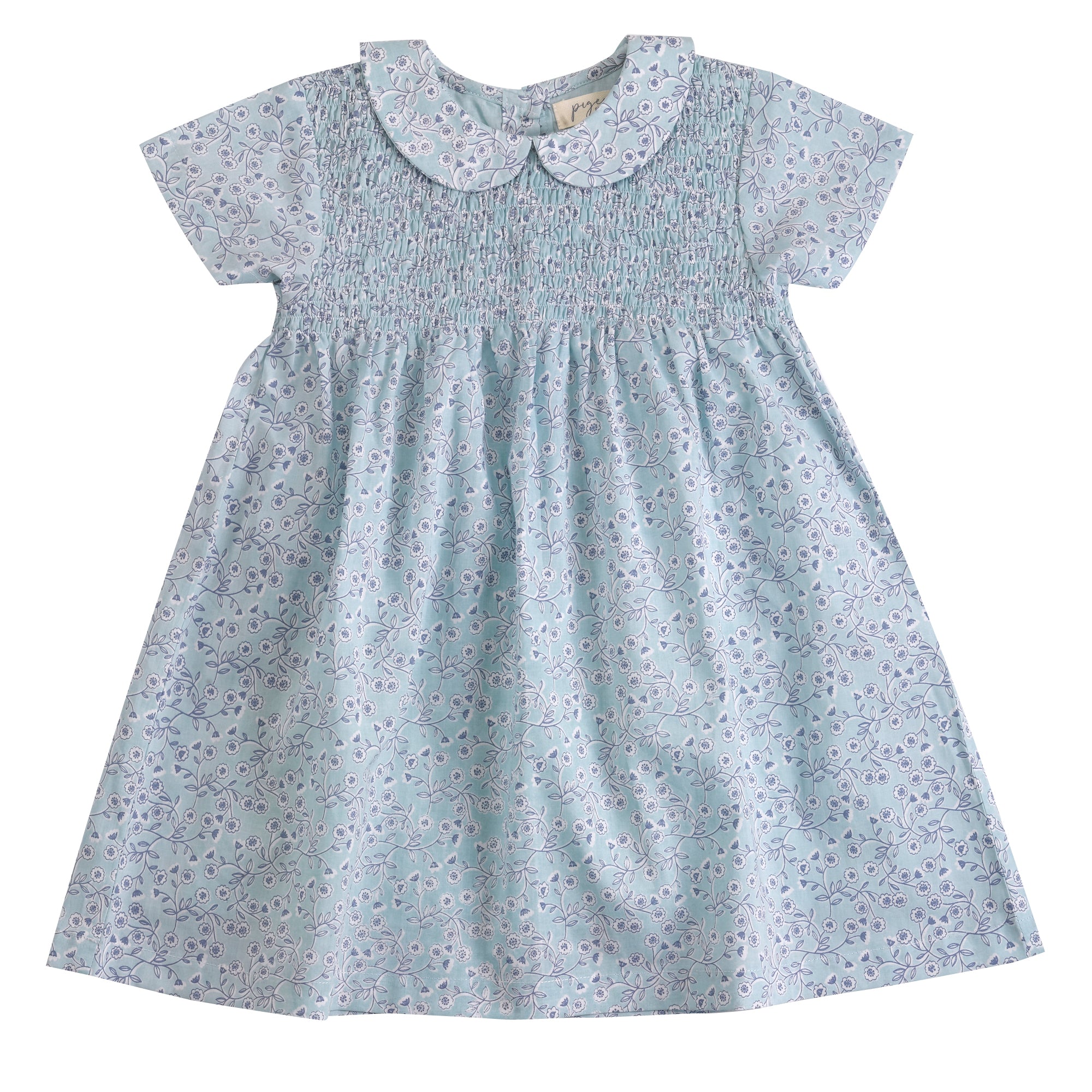 Pigeon organics Smock Peter Pan Collar Dress, Blossom Turquoise  Pixie &  Linus