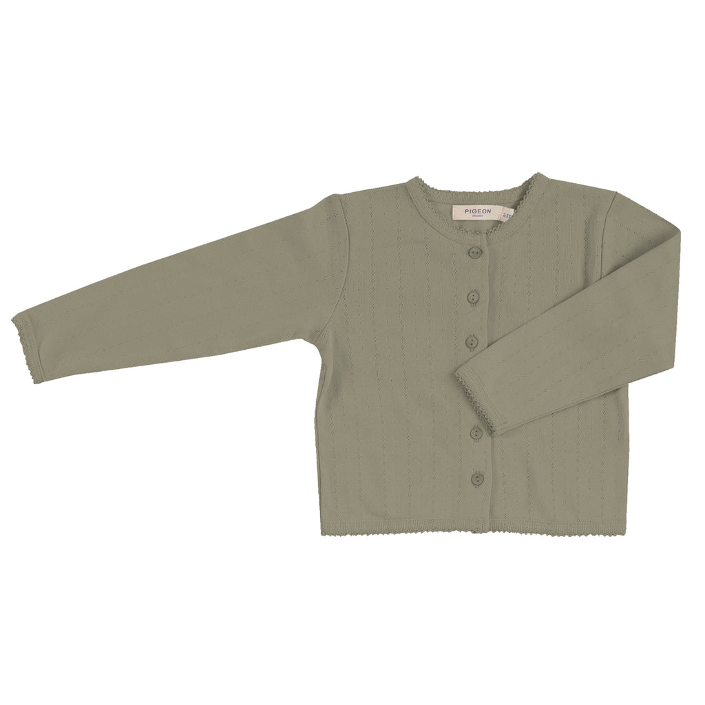 Pigeon Organics Pointelle Cardigan Tea Green