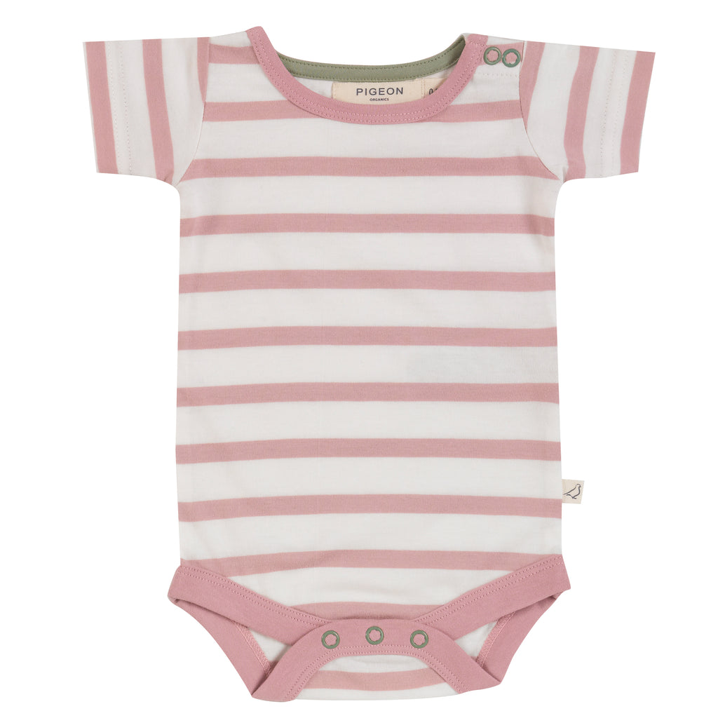 Pigeon Organics Summer Body ( Breton Stripe ) Pink