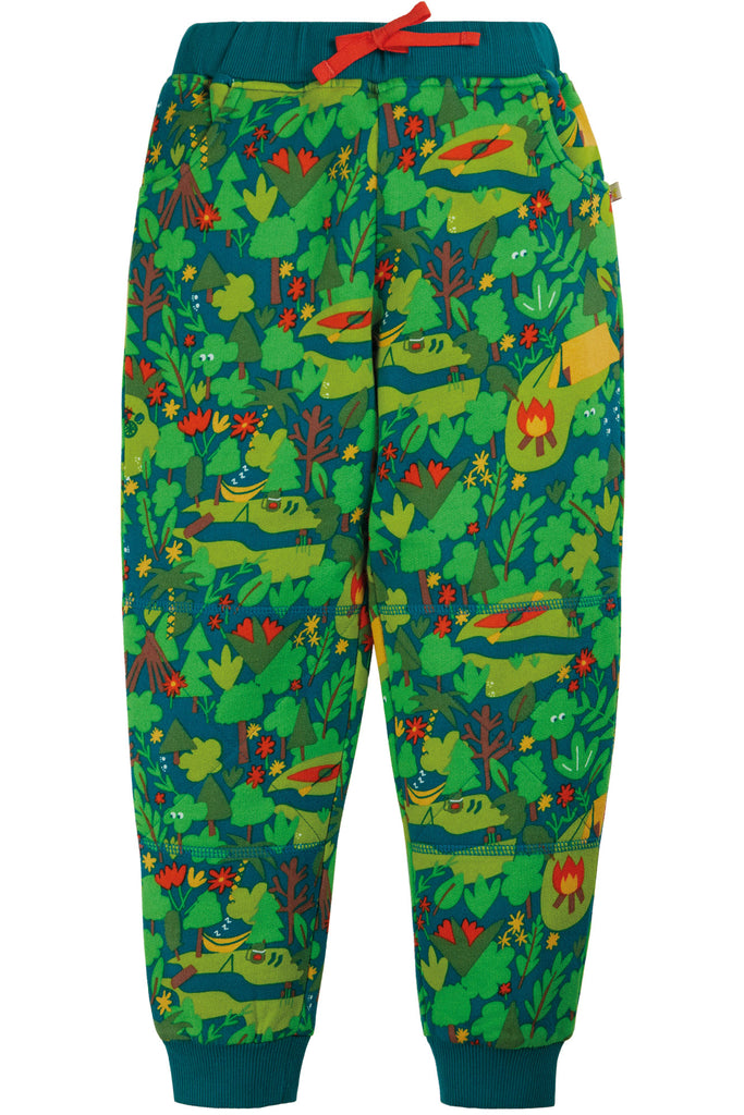 Frugi Printed Snug Joggers Deep Spruce Camping