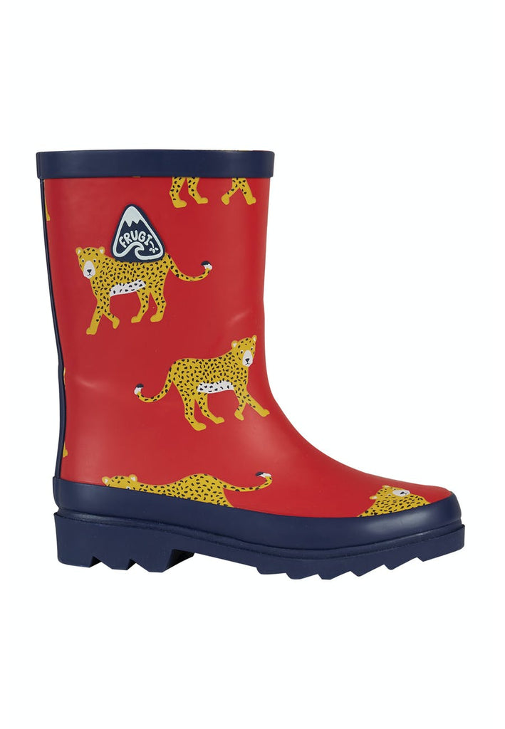 Frugi Explorer Welly boots True Red Leopards