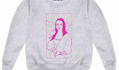 Wexbaby Mona Lisa Grey Sweatshirt - Pink outline